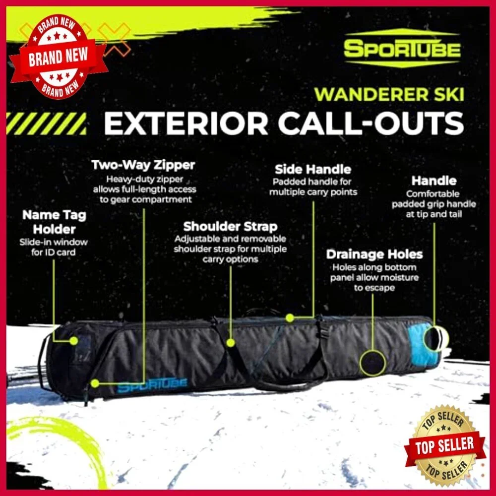 Lightweight Ski Sleeve Bag with Full-Length Zipper and Padded Handles